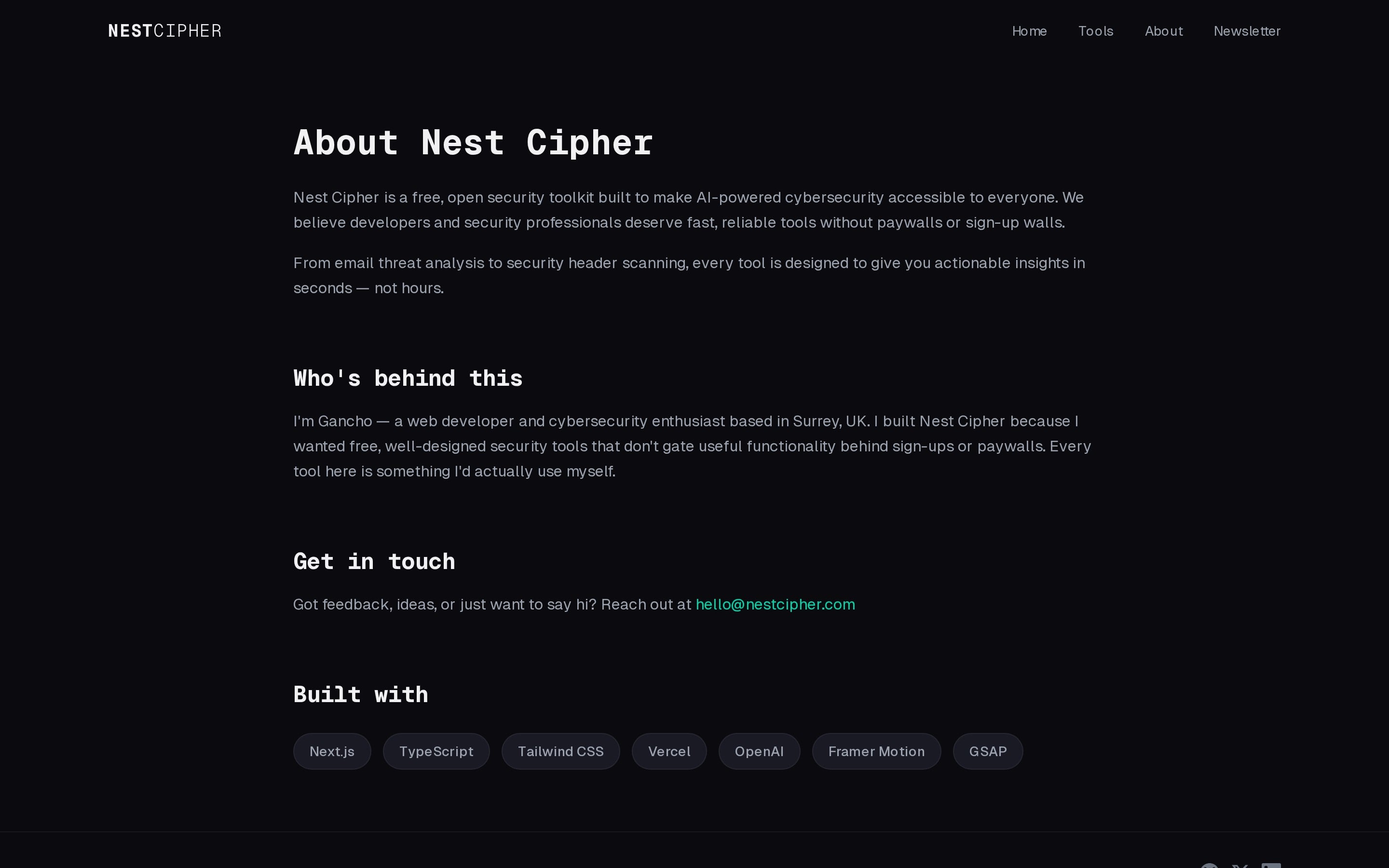 Nest Cipher inner page
