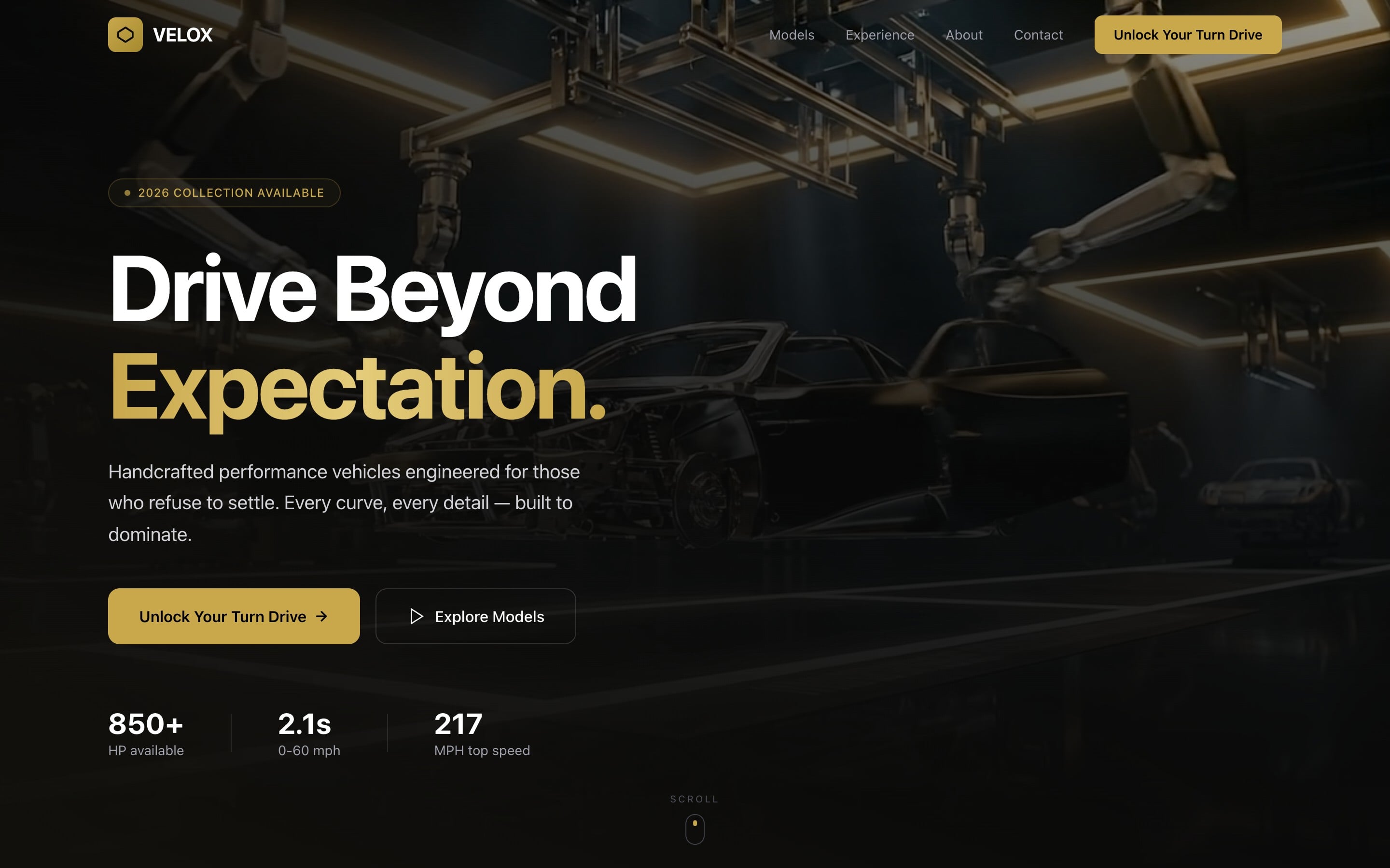 Velox Motors homepage preview