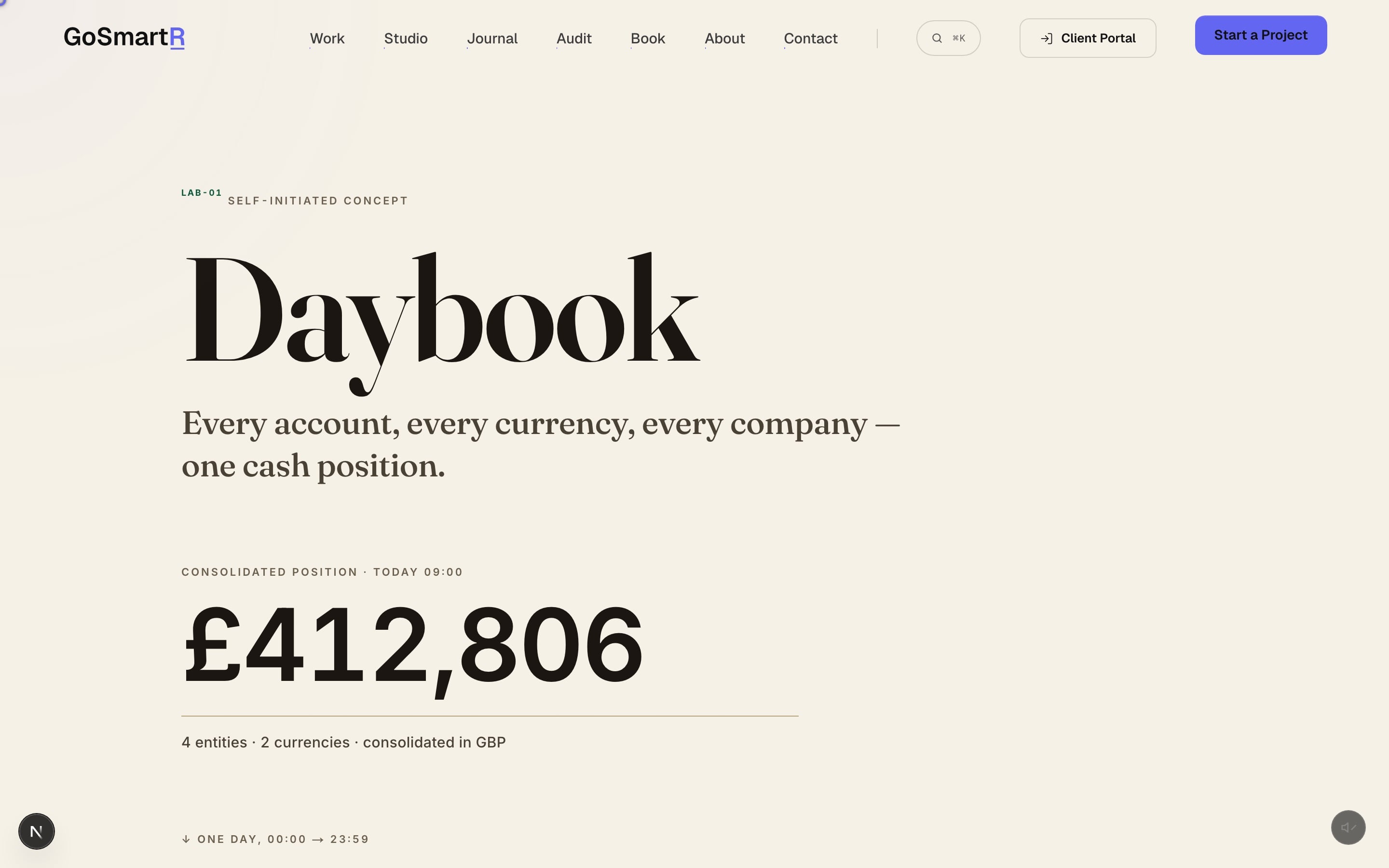 Daybook homepage screenshot